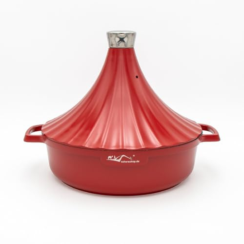 Morocco Morocco Tagine, Diameter 28 cm, Induction Tagin, Tagen, Garden Pot, Casserole, Premium Quality, for All Types of Hobs and Ovens, Red