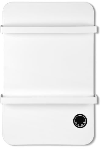 Monucep Badheizkörper 50x90 cm, 600W WiFi Handtuchheizkörper mit Display, Infrarot Bad-Heizkörper Handtuchwärmer, Wandheizkörper, inkl. 2 Handtuchhalter Weiß