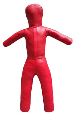 QSTDGVPW Muñeco de Entrenamiento de Grappling Sin Relleno, de Cuero PU, Herramienta de Práctica de Boxeo Y Jiu-Jitsu, Saco de Boxeo Resistente, Ade, Rojo