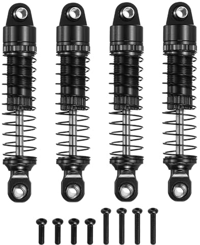 QUARKZMAN RC Stoßdämpfer 1/18 50mm Aluminium Gewinde Vorne Und Hinten Stoßdämpfer Schalldämpfer Montiertes Set Für 1/18 RC Auto Crawler Rennwagen Schwarz