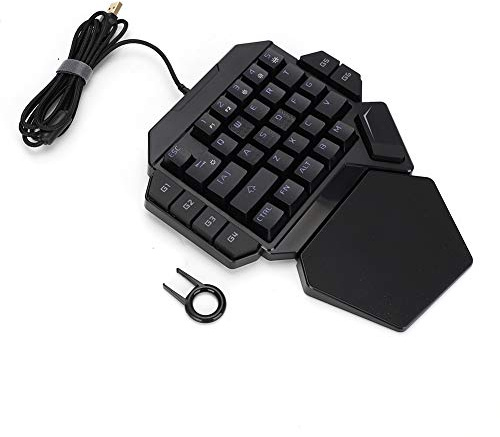 TDHERNXX Tastiera K50 con una sola mano, tastiera da gioco con retroilluminazione RGB, interruttori meccanici blu per feedback tattile, design compatto a 35 tasti con funzione macro per