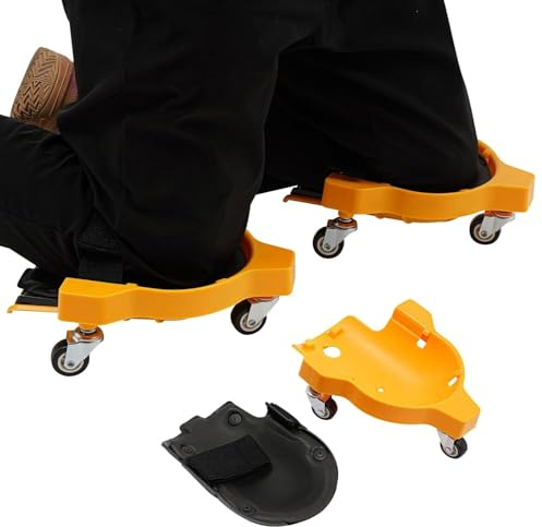 ARBGO 2 Pcs Rollende Knieschützer, Knieschoner mit 3 Rollen und bequemen Gelkissen, 360 Grad drehbar, Flexible Gleitende Knieschoner mit Verstellbaren Trägern, Schützen Sie Ihre Knie mühelos (Gelb)