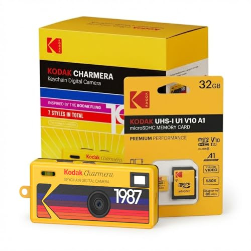 Kodak Charmera - Portachiavi con fotocamera digitale (scatola cieca di stile casual, singola fotocamera) con pacchetto di scheda di memoria da 32 GB (2 articoli)