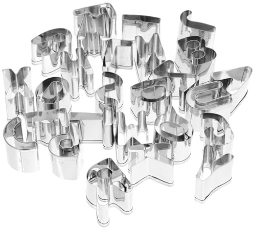 Kichvoe Cortadores de Galletas Alfabeto de Acero Inoxidable, 26 Piezas para Hornear, Molde Creativo para Fondant y Repostería, Herramienta para Hacer Galletas en Casa, Kit Caja de Pvc