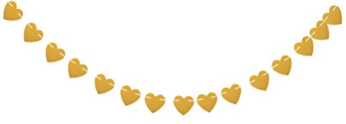 LUOEM Herz Banner Herz Girlande Banner Glitter -förmige er String Papier Garland hängende Bunting er für Valentinstag Hochzeit Geburtstag Baby Shower Party Dekorationen (Gold)