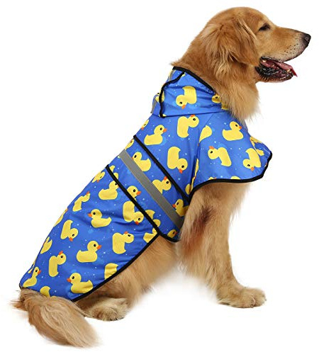 HDE Dog Raincoat with Hood & Leash Hole S-XL Dog Rain Jacket Ducks XL