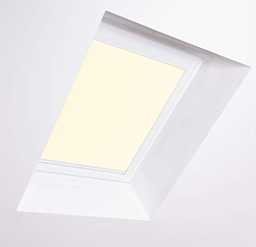 Bloc Blinds CK2 - Tenda Oscurante per finestre da Tetto Velux, Telaio in Alluminio Bianco Crema Oscurante