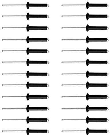 24 Stück M5 schwarz Aluminium Blindnieten Pop-Kajak Kuppel Kopf öffnen Ende Befestigung DIY 8 mm, 10 mm, 12 mm, 14 mm, 16 mm, 20 mm, 25 mm – M5 x 20 – M5 x 20