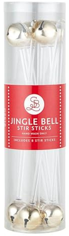 Santa Barbara Design Studio Holiday Collection Stir Sticks, 8-Pieces, Jingle Bell