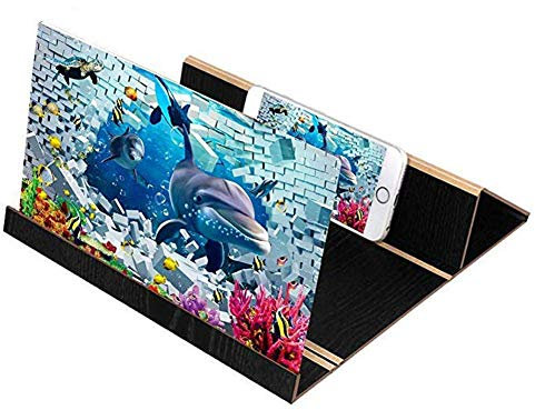 FHKBB Lupe, 3D-HD-Handy-Bildschirm Vergrößerungslupe, Filmverstärker Praktische Telefonhalterung Standhalterung Kompatibel mit iPhone, Samsung und weiteren Smartphones, 12 '', B.