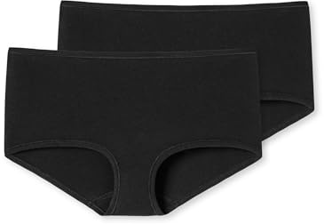 Schiesser Damen 2 Pack Panty Shorts Bio Baumwolle - 95/5 Organic Unterwäsche, Schwarz_174386, 42 EU
