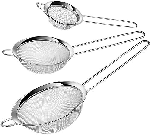 Pack 3 Colador Acero Inoxidable 12cm, 10cm y 8cm - Cocina Malla Fina Microperforado Redondo
