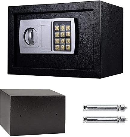 8.5L Electronic Security Safe Box with PIN code and Key, Fireproof and Waterproof WallSafes for jewelry Cash, Black Digital Safes For Home, 31x20x20cm