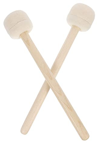 Vaguelly 2 Stücke Marschtrommel Schlägel Percussion Drumsticks mit Filzkopf Holzgriff Paukenschlägel für Bassdrum