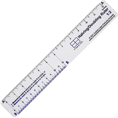 Regla de duplicación y reducción a la mitad sin matemáticas CLPA de plástico transparente de 12 pulgadas