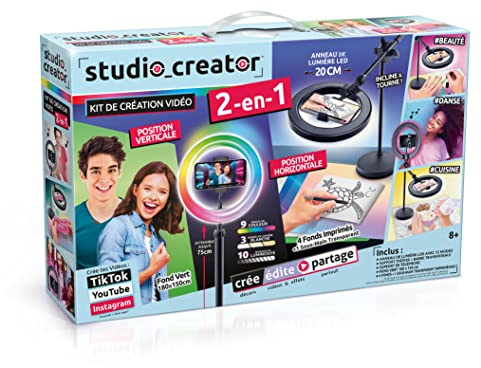 Canal Toys Creator-Studio 2-in-1 Videoleuchte mit mehrfarbigem LED-Ring, Halterung mit doppelter Funktion, horizontal und vertikal, INF 027