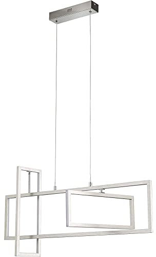 etc-shop Pendelleuchte Hängelampe Esstischleuchte Designlampe, Pendel verstellbar, Metall, silber, eckig, 3x LED 44W 3300lm 3000K warmweiß, LxBxH 83x15x150 cm