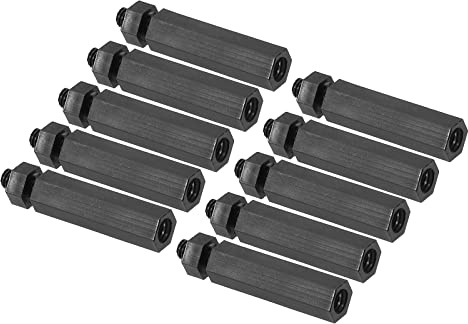 PATIKIL M3 Nylon Hexagonal Separador Tornillos Tuercas, 50 Paquete PCB Macho Hembra Roscado Kit para Base Placas, Computadora Cajas, Circuito Placas, Electrónica (20mm+6mm, Negro)