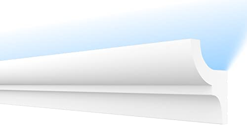 HEXIMO LED Stuckleisten klassisch, XPS Styropor indirekte Beleuchtung Wand- & Deckenleisten Stuckleisten für Wand-Deckenverkleidung (1,7 Meter HLED 9)