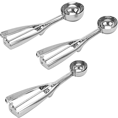 HomeSoGood 3PCS Cookie Scoop Set,Three Size Ice Stainless Steel Cookie Cream Scoop Dessert Scoop Tools,for Baking Cupcake Muffin Kitchen Tools