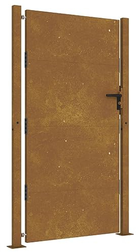 vidaXL Gartentor, Gartentür Abschließbar Wetterfest, Hoftor Eingangstor für Garten Terrasse, Tor Zauntor Gartenpforte, 105x180 cm Cortenstahl