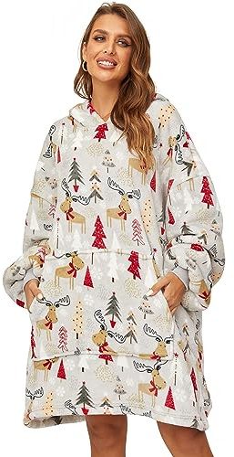 Michorinee Übergroße Hoodie Decke Sherpa Pullover Decke mit Kapuze Warme Fleece Tragbare Decke Blanket Hoodie Kuscheldecke mit Ärmeln als Geschenke für Frauen Herren | Weihnachten