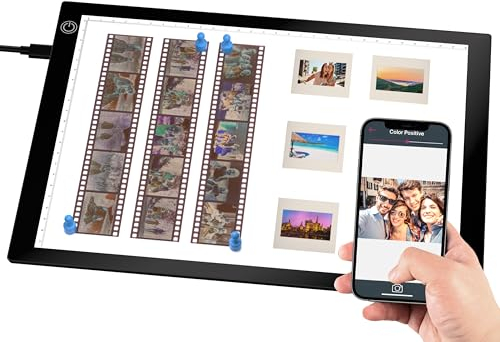 Eyesen Scanner per Diapositive Portatile, 12 x 9 pollici pannello luminoso a LED portatile ultrasottile, dimmerabile, converti diapositive e negativi in digitali JPG con la fotocamera dello smartphone