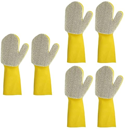Yardwe 6pcs Latex Sponge Cleaning Glove for Kitchen Dishwashing Tool for Bowl Cleaning Comfortable Material