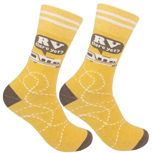 FUNATIC RV There Yet? Funny RVing Socks for Men Women Dad Couple | Fun Gift Idea for RV Owners Campers Enthusiasts | Motorhome Living Traveler Life Accessories | Cool Travel Camping Themed Present