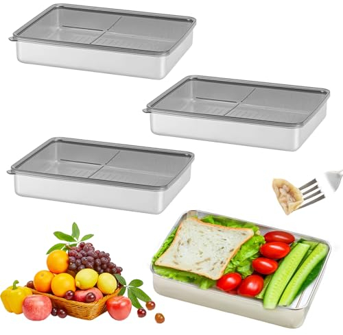 WIYETY Set mit 3 Aufschnittbox Fresh Edelstahl Gefrierbehälter mit Deckel,800ml Wiederverwendbar Aufschnittdose,Stackables Käsedose,Frischhaltedose Luftdicht,Aufschnittbox Fresh für Fleisch Käse