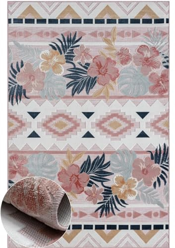 MY-RUG Outdoor Teppich wetterfest 140 x 200 cm, UV beständig & robust für Garten Terrasse, Balkon Küche & Wohnzimmer, kurzflor waschbarer Wohnzimmerteppich, Aurora II