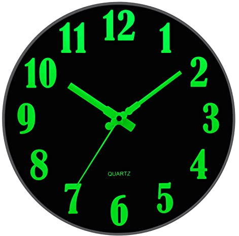 Warminn väggklocka lysande utan tickande ljud tyst 30 cm kvarts modern stor batteridriven väggklocka lätt att läsa för rum hem kök sovrum kontor skola (lysande väggklocka 1)