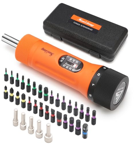 Sanliang 36Pcs Torque Screwdriver Wrench Driver Set 10-70 Inch Pounds lbs with 29 S2 Bits，5 Drive Sockets ，1/4 Socket Adapter for Maintenance,Tools, Bike Repairing and Mounting.