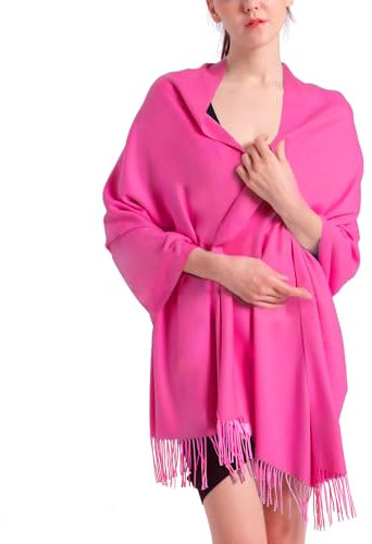 vimate Fuchsia Pashmina Scarf for Women, Hot Pink Pashmina Shawls and Wraps for Women/Ladies(Fuchsia)