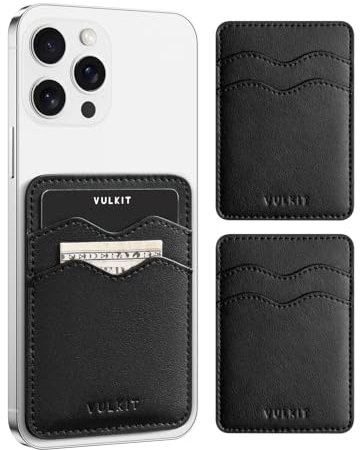 VULKIT 2Pcs Card Holder for Phone Slim Crad Wallet Credit Card Holders RFID Blocking Stick On Phone Case Leather Adhesive Card Holders Back of Smartphone