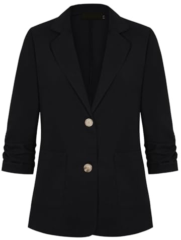 Womens 3/4 Ruched Sleeve Cotton Linen Blazer Lightweight Outerwear Jackets | Womens 3/4 Ruched Sleeve Cotton Linen Blazer Lightweight Summer Outerwear Elegant Jackets Suits with Buttons Pockets