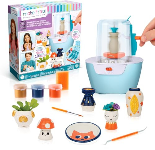 Canal Toys - Art Lab Super Taller de Cerámica – Mini Torno con Cúpula Antidesorden, Arcilla Natural de Secado al Aire -10 Proyectos Guiados - Pinturas y Herramientas - Manualidades Niños 8+ - ART016