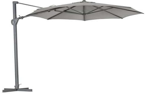 OUTLIV. Ampelschirm Saint-Tropez, 300x300cm, Aluminiumgestell, O'bravia Bezug, UV-beständig, 360° drehbar, neigbar, hellgrau, anthrazit