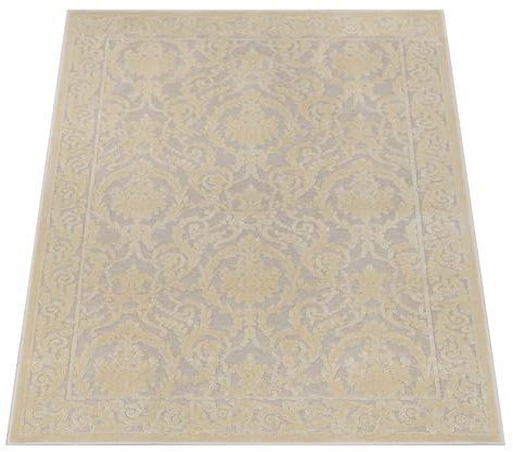 Belle Arti Luxus 3D Teppich Wohnzimmer Schlafzimmer Esszimmer Farashe in Schwarz Gold Creme Beige Rot - Kurzflor rutschfest Seidenglanz 3D-Effekt 100% Viskose (beige, 200x300 cm)