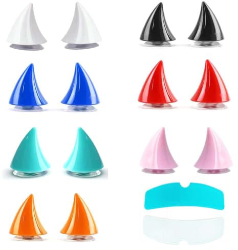 JRYGAC 14 Stück Motorradhelm Hörner, Eckdekoration, Aufkleber, Teufelshörner, Zubehör Mit 2 Regen- Und Beschlagfreier Folie