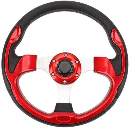 Rennlenkrad, 13 Zoll Universal-Autolenkrad mit Hupenknopf, 6 Schrauben, Auto-Sportlenkrad für Rennen, Auto-Sim-Fahren, Bequemer Griff, Einfache Installation (Rot)