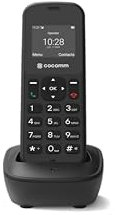 COCOMM DT100 - Telefono senza fili 4G Volte con SIM e base di ricarica, formato DECT, Bluetooth, uso residenziale, uso professionale, facile da usare, colore: nero