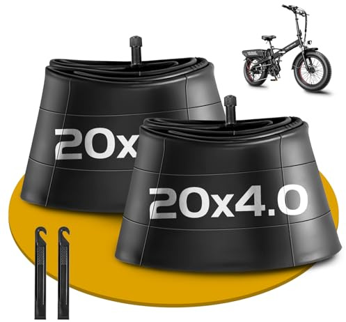 2 Pack 20 x 4.0 Fat Tire Tube Schrader Valve, Puncture Proof Bike Tubes for 20 x 4 Bicycle Tire, Butyl Rubber Inner Tube for EBike/Electric Bike/Mountain Bike