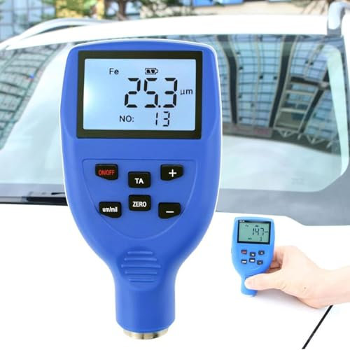 LHQYA Medidor De Espesor De Capa De Pintura, Medidor De Profundidad De Pintura De Automóviles con Pantalla LCD, 2 Métodos De Prueba: Continuo/único/Amplio Rango De 0 a 3000 Μm, para Tiendas