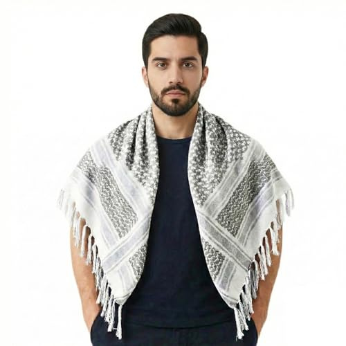 Urgarment 100% Cotton Palestinian Keffiyeh Scarf, Military Shemagh Tactical Desert Scarf Head Neck Wrap for Men and Women