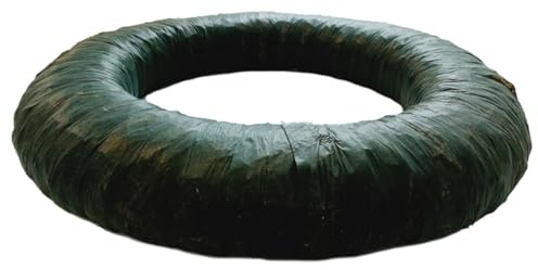 Decpero Strohkranz Natur umwickelt mit grünem Vlies I Ø 75 x 16 cm I extra groß