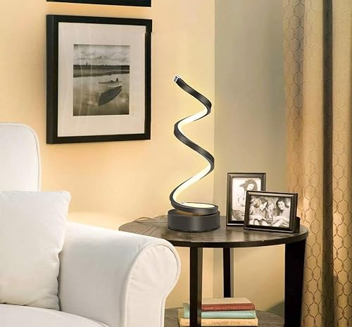 YLTLINK Elegante LED Nachttischlampe Dimmbar - Moderne Tischleuchte Schwarz für Büro und Schlafzimmer Dimmbare Tischlampe Nightstand Lamp