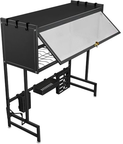 WODFARR Égouttoir à Vaisselle à 2 étages au-Dessus de l'évier,Porte-ustensiles,Évier de Cuisine, Acier au Carbone, Support d'égouttage, Support pour Planches à découper (75 * 30 * 78cm,Noir)