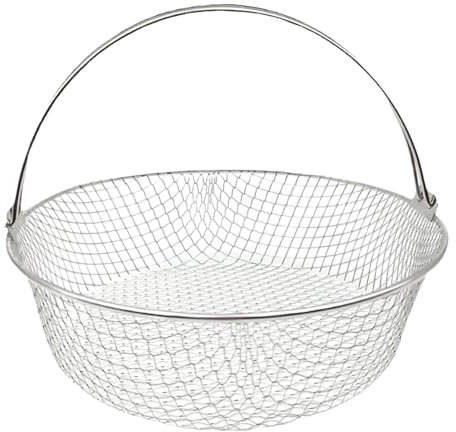 Grill Steaming Rack - Air Frying Baking Basket | Oven Steamer Basket with Handle, Sink Strainer Round Wire Fry Basket, Multi-Purpose Round Fryer Mesh Basket for Vegetables, Eggs, Meats and Bone