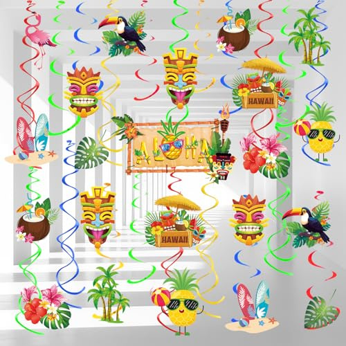 Decorazione Spirale Hawaiana, 32pcs Hawaiano Appeso Turbinio Decorazione Festa Hawaiana a Spirale para Addobbi Compleanno Hawaiian Decorazioni di Compleanno per Feste Estive